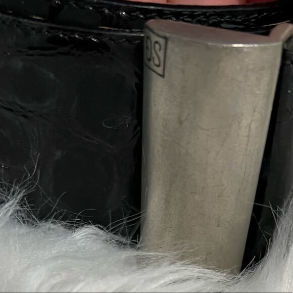 Sally Gissing London Black Embossed Leather Belt Italy Silver Buckle 30/75 - Picture 12 of 15